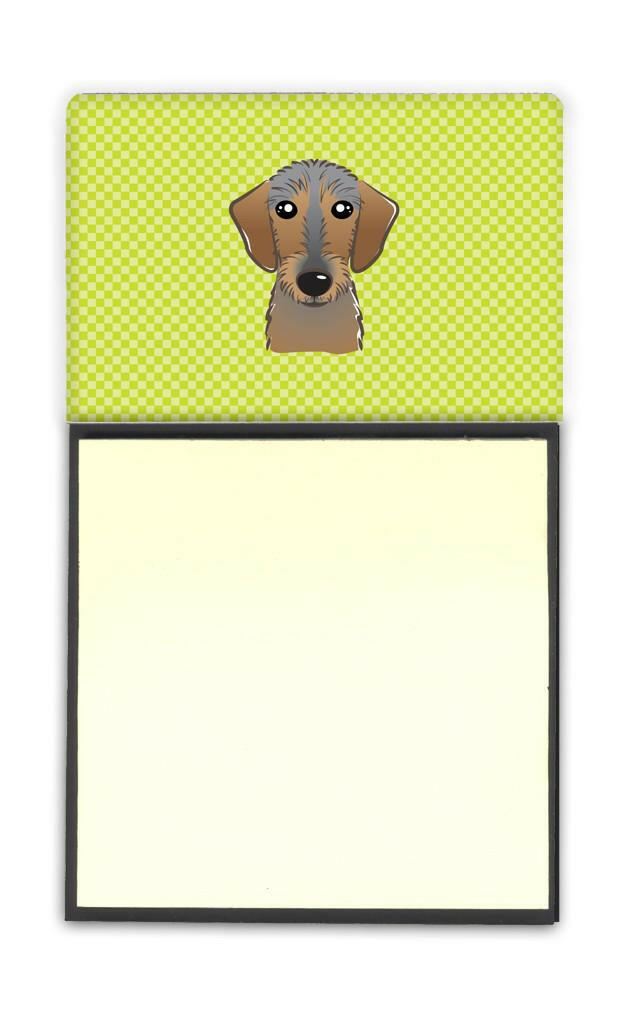 Checkerboard Lime Green Wirehaired Dachshund Refiillable Sticky Note Holder or Postit Note Dispenser BB1295SN by Caroline's Treasures