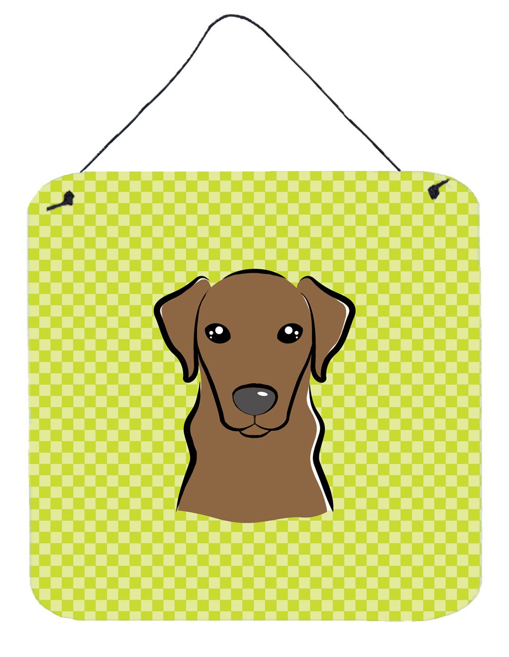 Checkerboard Lime Green Chocolate Labrador Wall or Door Hanging Prints BB1296DS66 by Caroline&#39;s Treasures