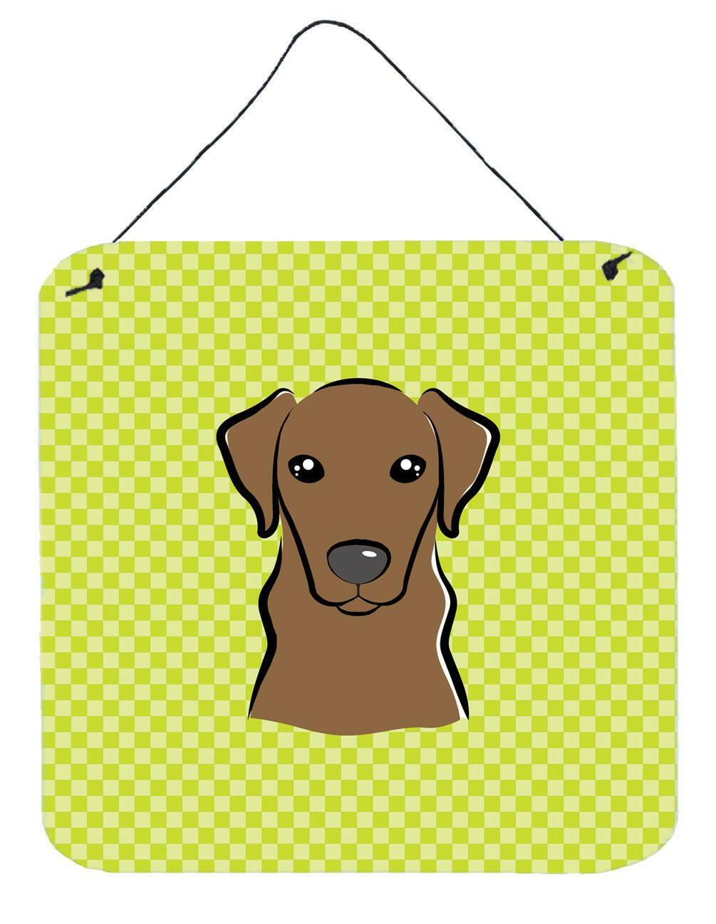 Checkerboard Lime Green Chocolate Labrador Wall or Door Hanging Prints BB1296DS66 by Caroline&#39;s Treasures