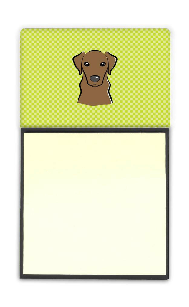 Checkerboard Lime Green Chocolate Labrador Refiillable Sticky Note Holder or Postit Note Dispenser BB1296SN by Caroline's Treasures
