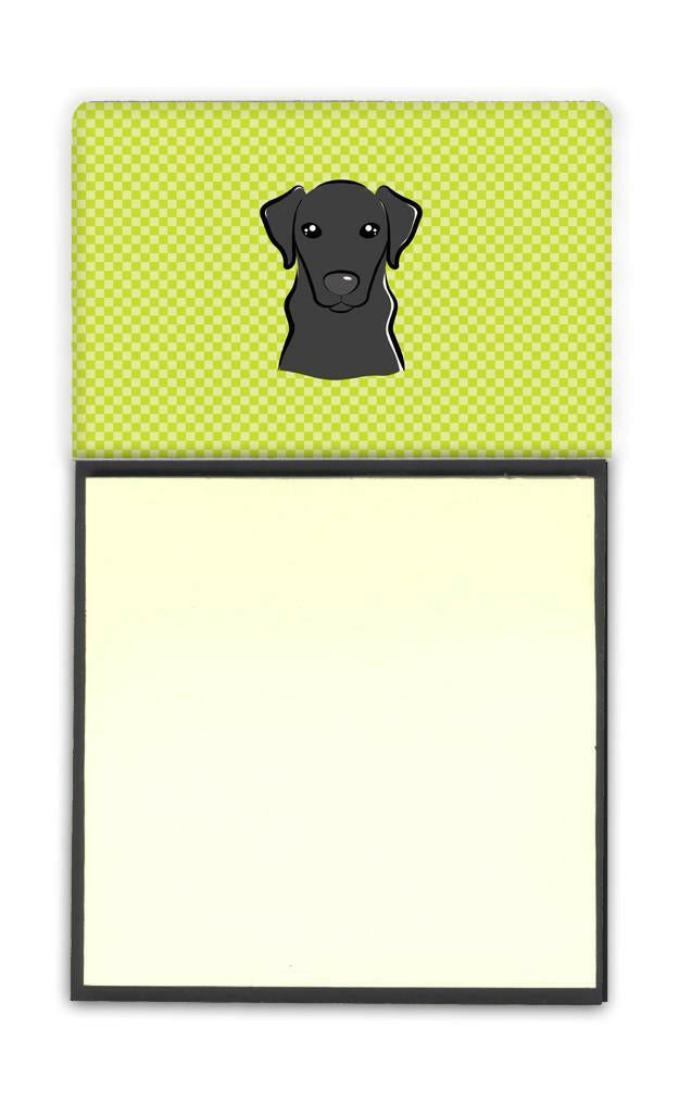 Checkerboard Lime Green Black Labrador Refiillable Sticky Note Holder or Postit Note Dispenser BB1297SN by Caroline&#39;s Treasures