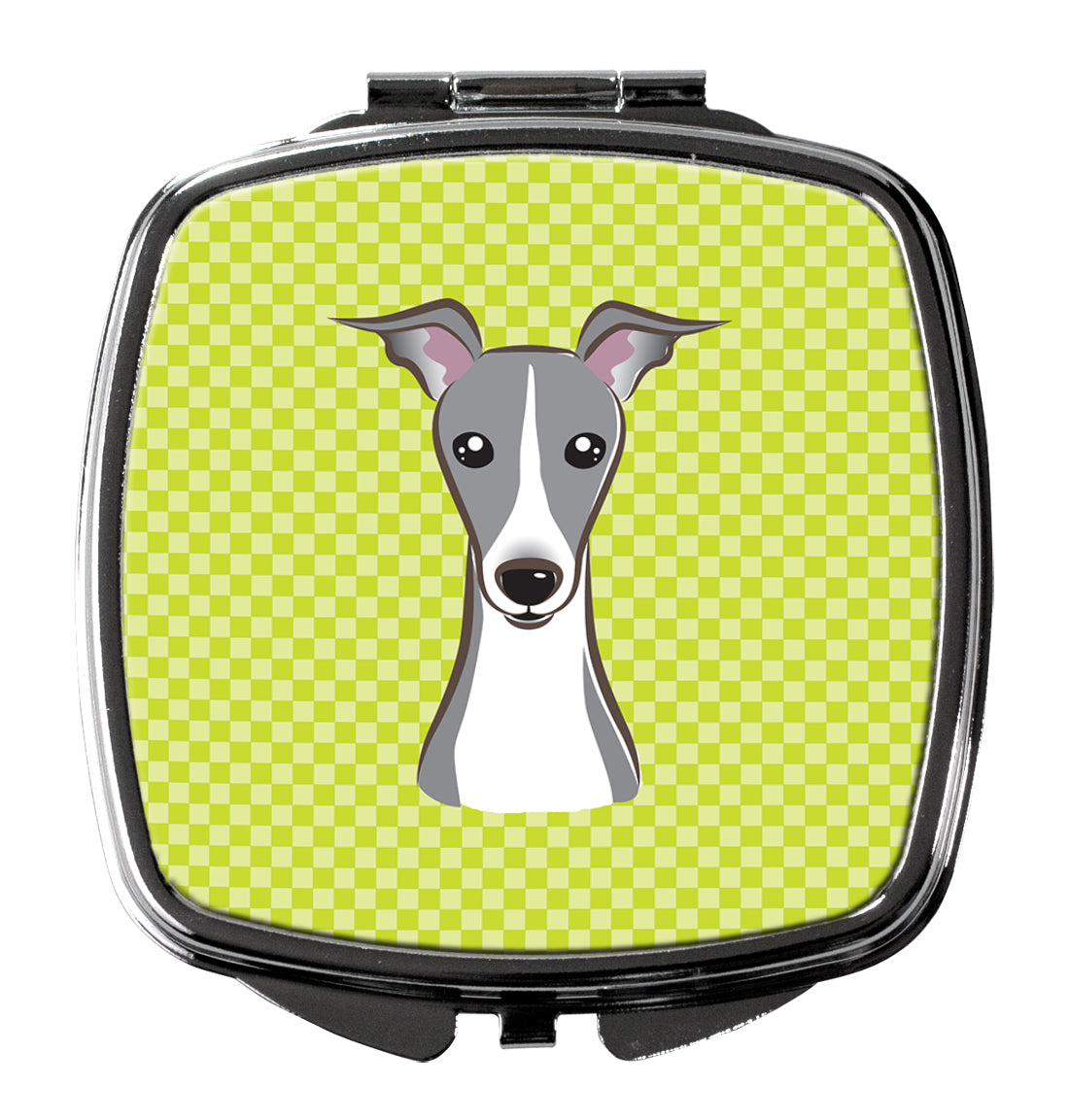Checkerboard Lime Green Italian Greyhound Compact Mirror BB1298SCM