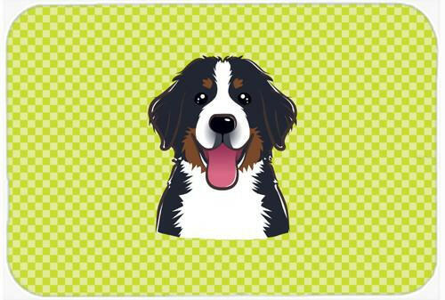 Checkerboard Lime Green Bernese Mountain Dog Mouse Pad, Hot Pad or Trivet BB1299MP by Caroline's Treasures
