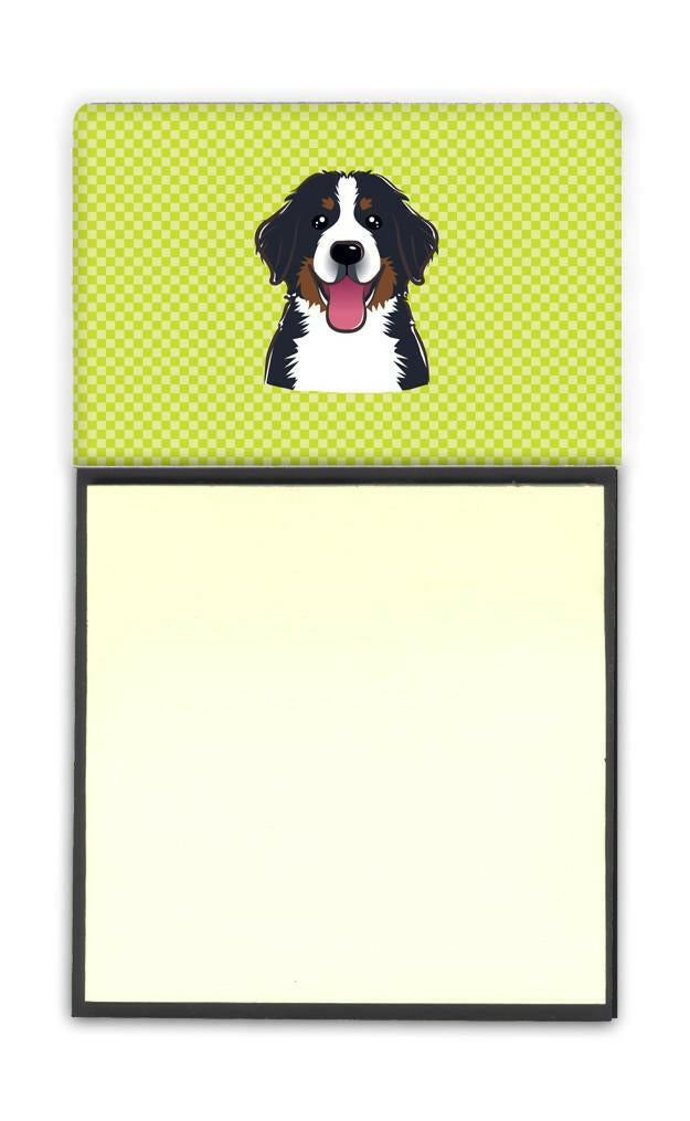 Checkerboard Lime Green Bernese Mountain Dog Refiillable Sticky Note Holder or Postit Note Dispenser BB1299SN by Caroline&#39;s Treasures