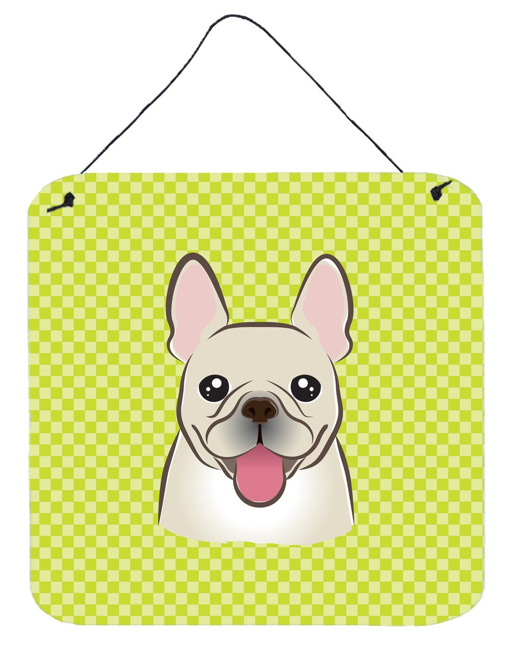 Checkerboard Lime Green French Bulldog Wall or Door Hanging Prints BB1300DS66 by Caroline&#39;s Treasures