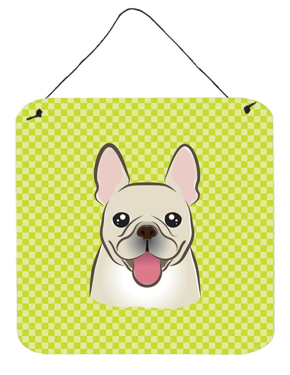 Checkerboard Lime Green French Bulldog Wall or Door Hanging Prints BB1300DS66 by Caroline&#39;s Treasures