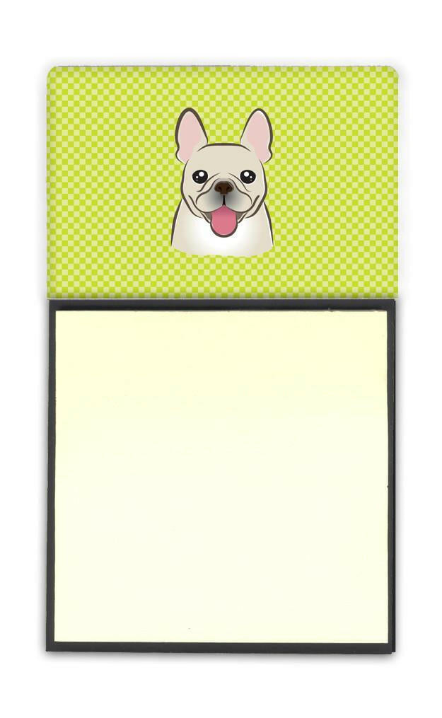 Checkerboard Lime Green French Bulldog Refiillable Sticky Note Holder or Postit Note Dispenser BB1300SN by Caroline&#39;s Treasures