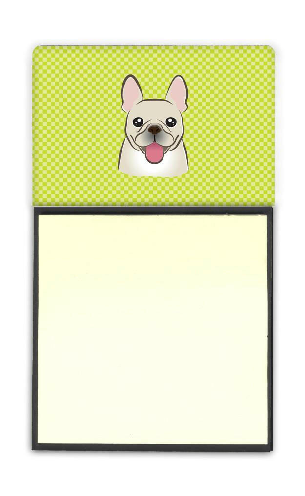Checkerboard Lime Green French Bulldog Refiillable Sticky Note Holder or Postit Note Dispenser BB1300SN by Caroline's Treasures