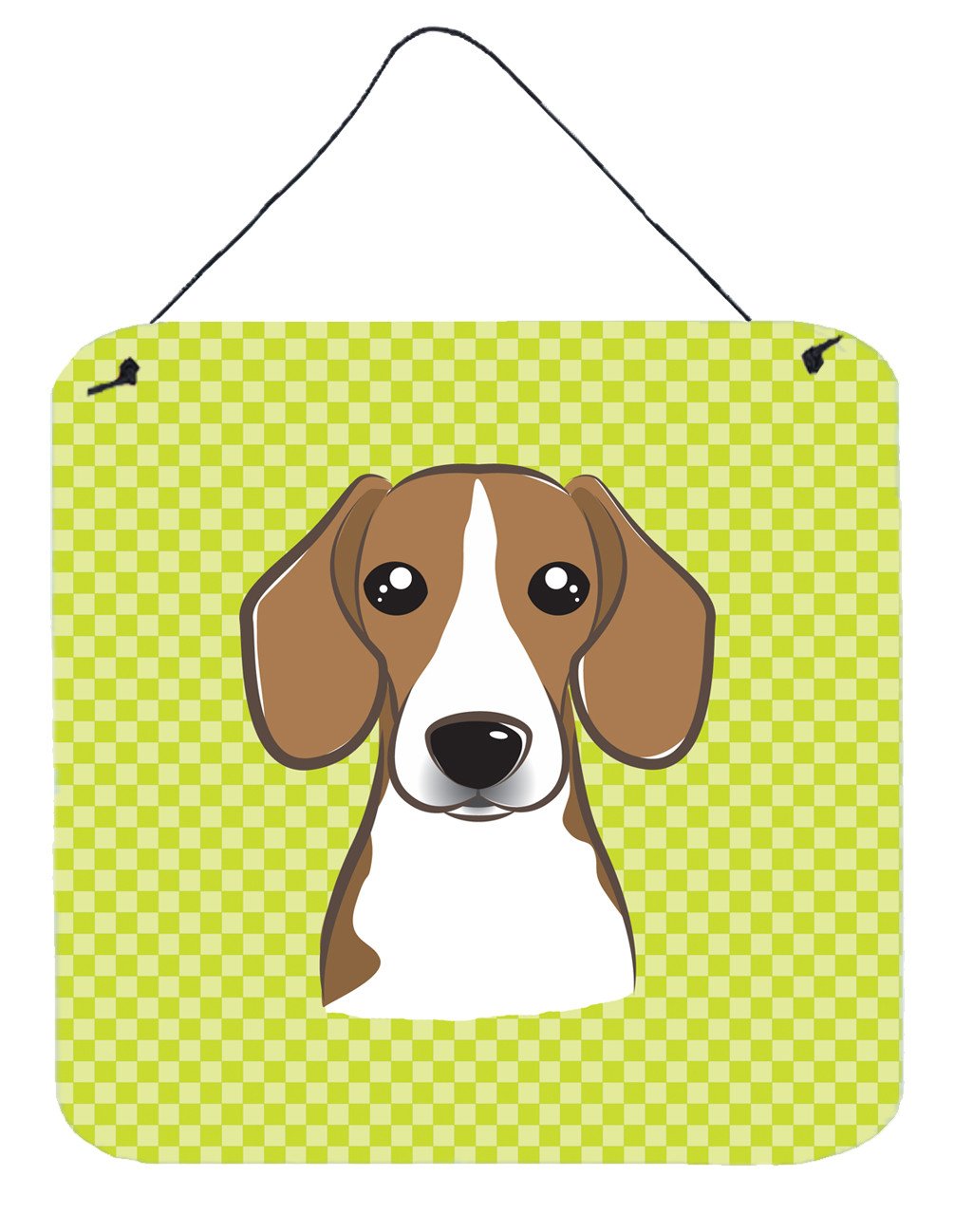 Checkerboard Lime Green Beagle Wall or Door Hanging Prints BB1301DS66 by Caroline&#39;s Treasures