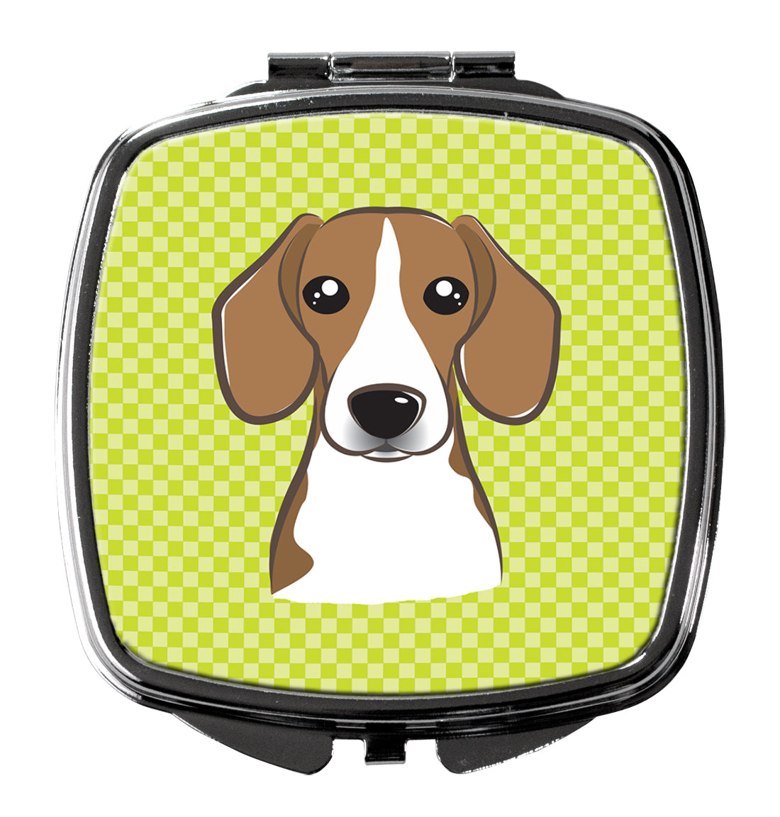 Checkerboard Lime Green Beagle Compact Mirror BB1301SCM