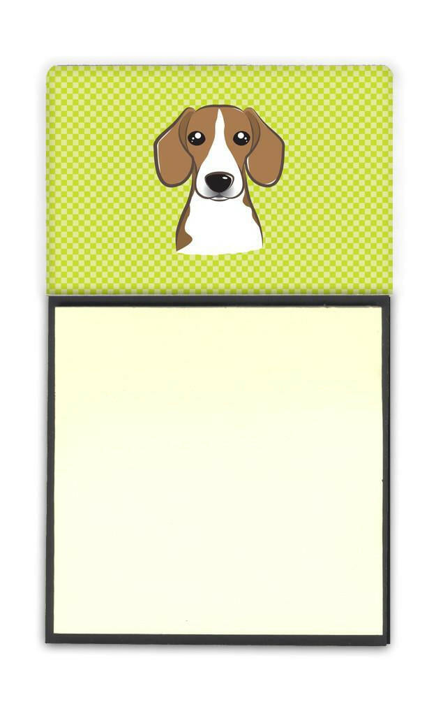 Checkerboard Lime Green Beagle Refiillable Sticky Note Holder or Postit Note Dispenser BB1301SN by Caroline&#39;s Treasures