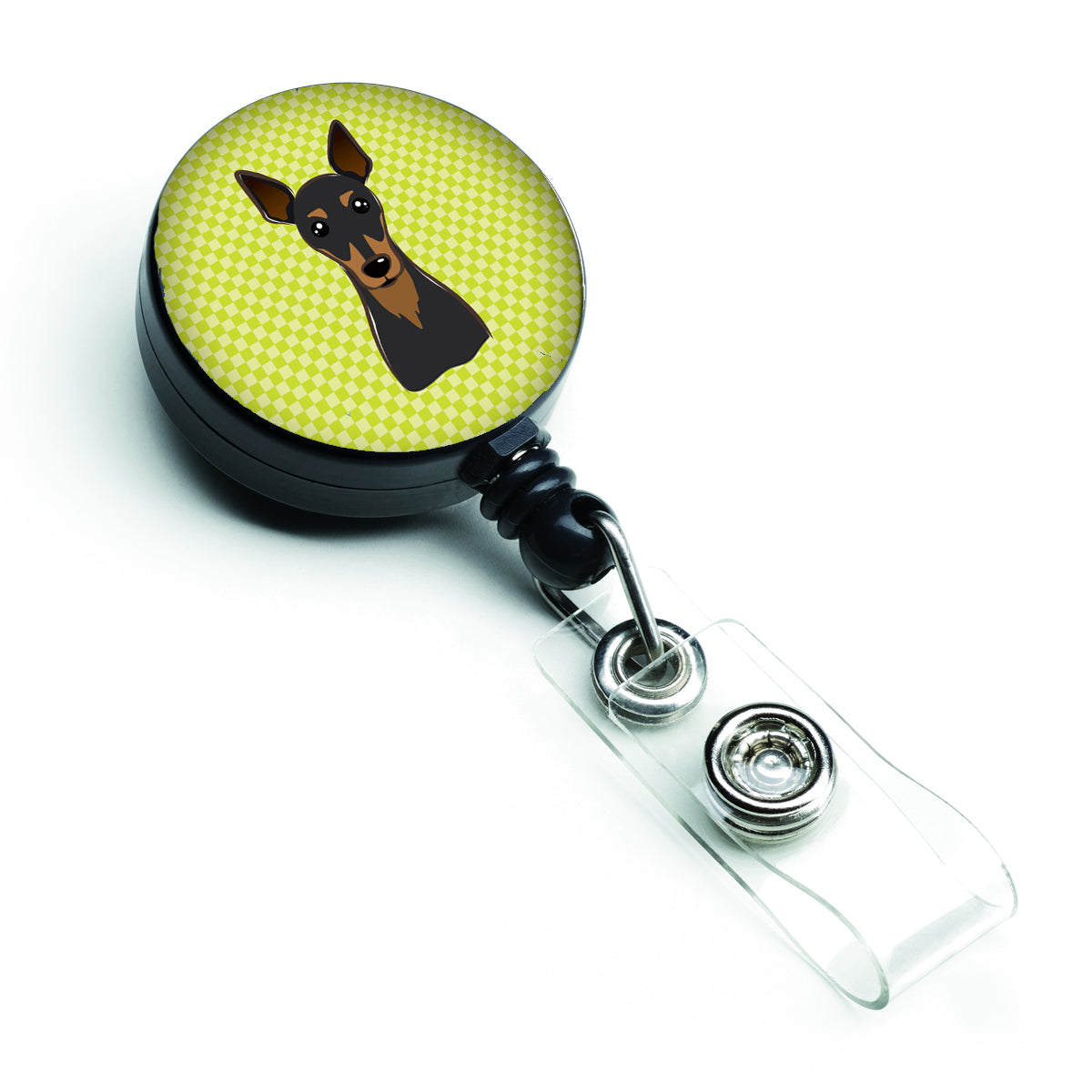 Checkerboard Lime Green Min Pin Retractable Badge Reel BB1302BR