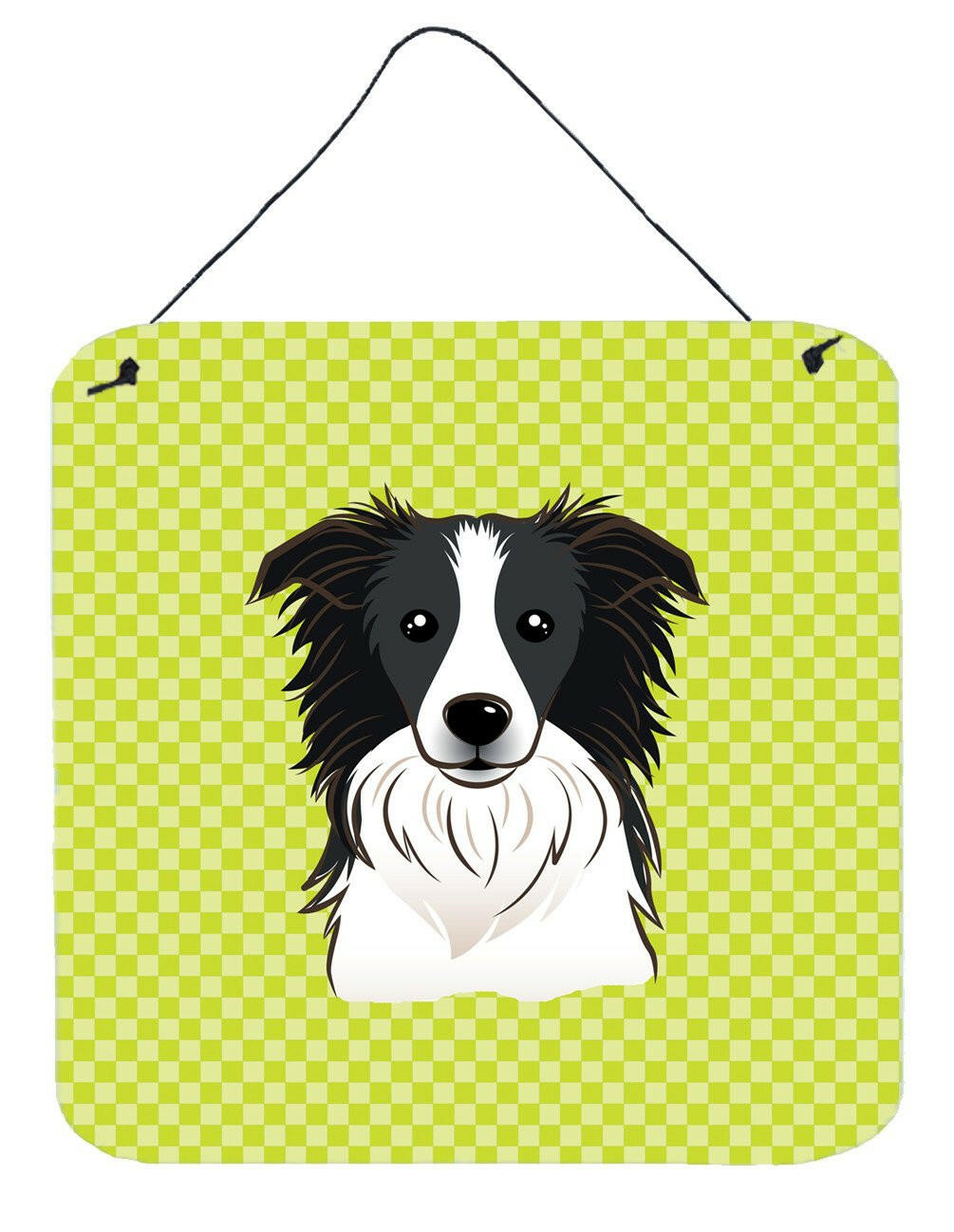 Checkerboard Lime Green Border Collie Wall or Door Hanging Prints BB1303DS66 by Caroline&#39;s Treasures