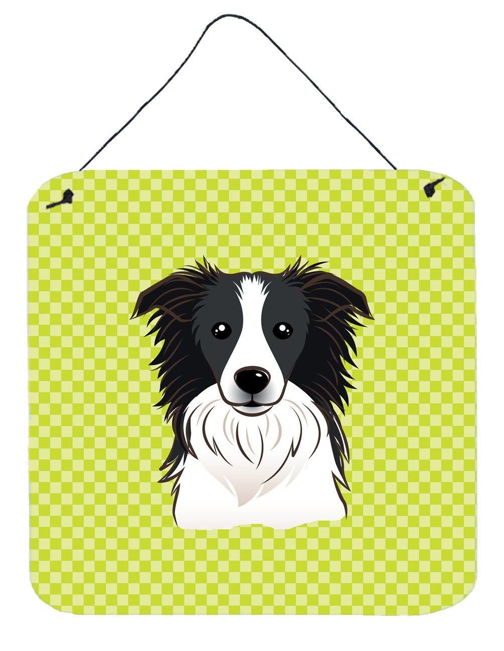 Checkerboard Lime Green Border Collie Wall or Door Hanging Prints BB1303DS66 by Caroline's Treasures