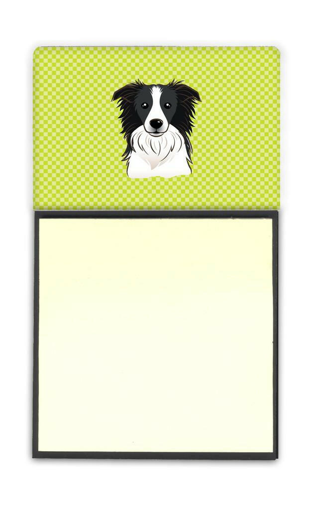 Checkerboard Lime Green Border Collie Refiillable Sticky Note Holder or Postit Note Dispenser BB1303SN by Caroline&#39;s Treasures