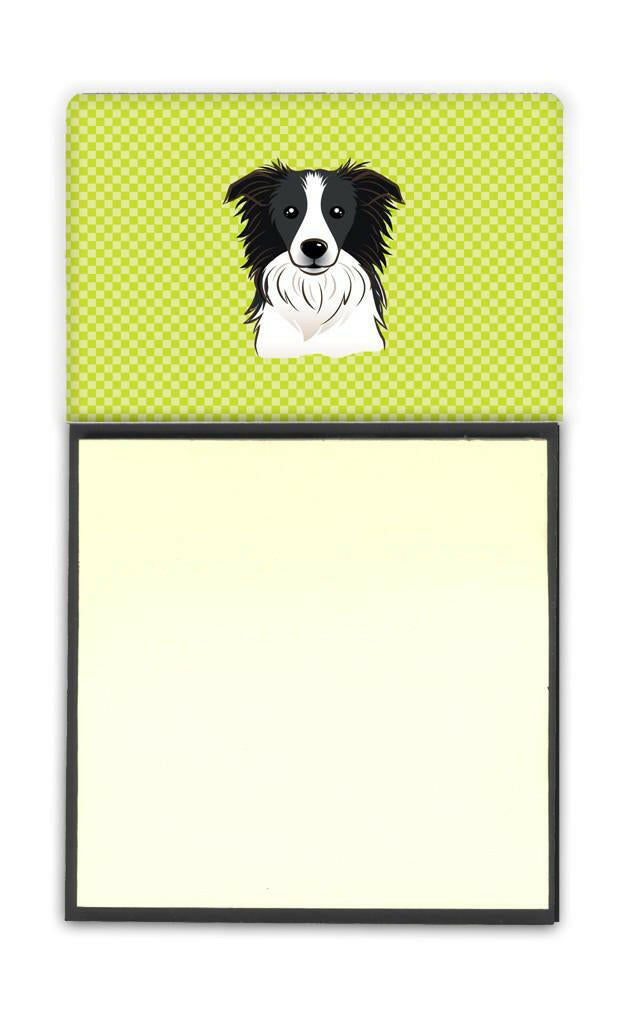 Checkerboard Lime Green Border Collie Refiillable Sticky Note Holder or Postit Note Dispenser BB1303SN by Caroline's Treasures