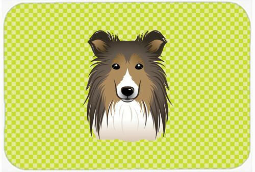 Checkerboard Lime Green Sheltie Mouse Pad, Hot Pad or Trivet BB1304MP by Caroline&#39;s Treasures
