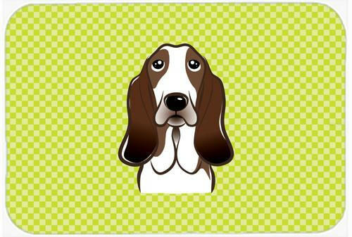Checkerboard Lime Green Basset Hound Mouse Pad, Hot Pad or Trivet BB1305MP by Caroline&#39;s Treasures