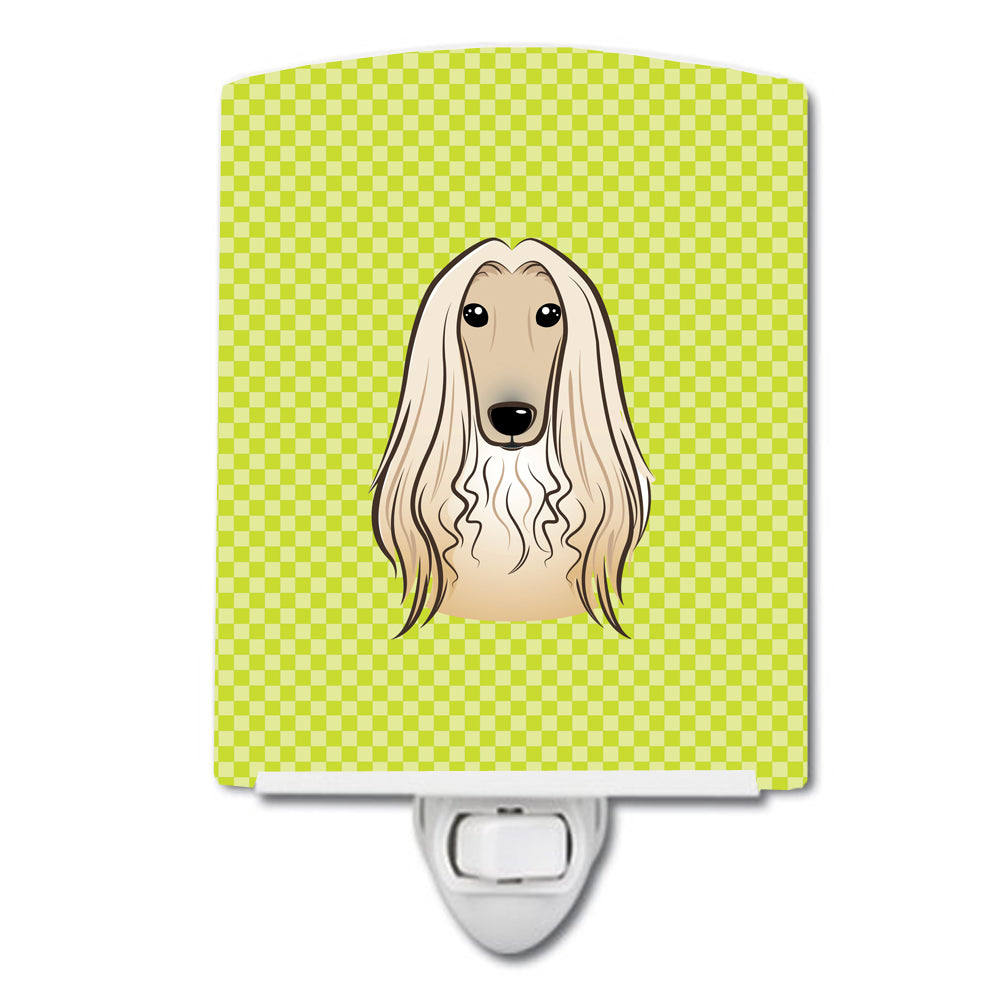Checkerboard Lime Green Afghan Hound Ceramic Night Light BB1306CNL - the-store.com