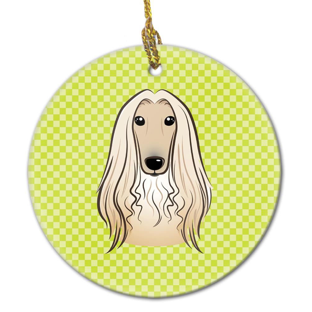 Checkerboard Lime Green Afghan Hound Ceramic Ornament BB1306CO1 by Caroline&#39;s Treasures