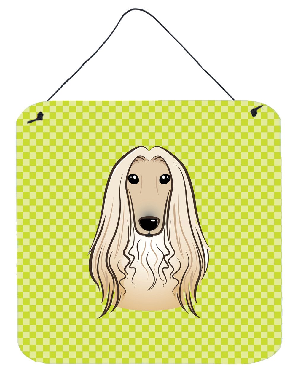 Checkerboard Lime Green Afghan Hound Wall or Door Hanging Prints BB1306DS66 by Caroline's Treasures