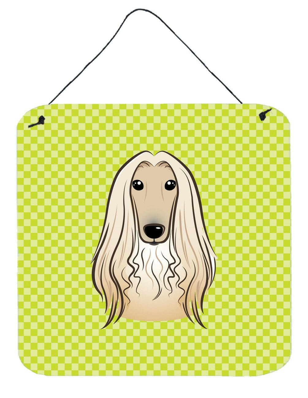 Checkerboard Lime Green Afghan Hound Wall or Door Hanging Prints BB1306DS66 by Caroline&#39;s Treasures