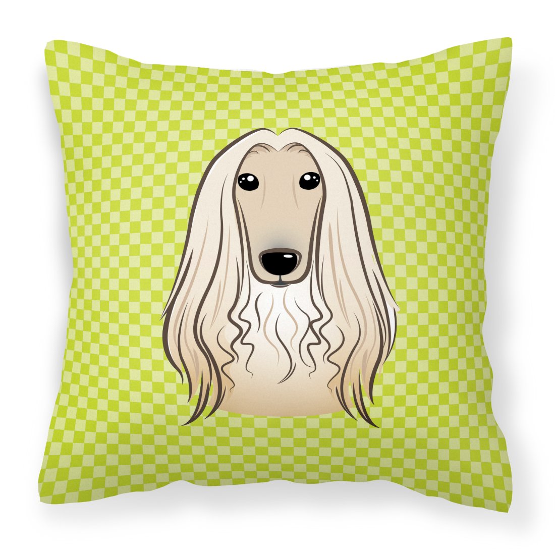 Checkerboard Lime Green Afghan Hound Canvas Fabric Decorative Pillow by Caroline&#39;s Treasures