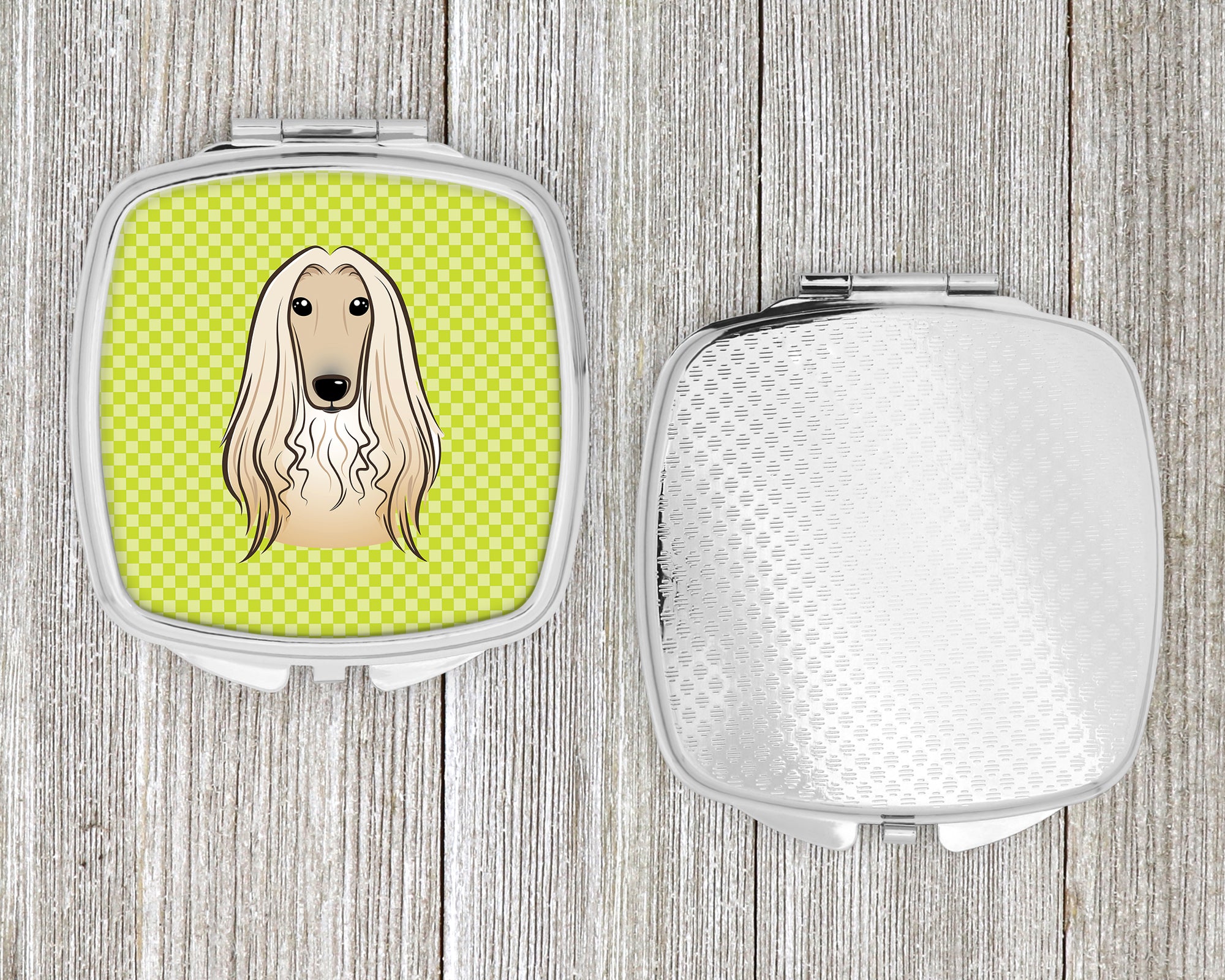 Checkerboard Lime Green Afghan Hound Compact Mirror BB1306SCM