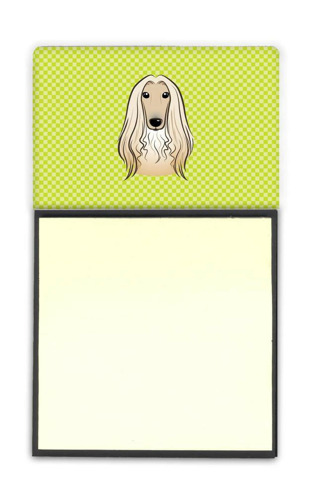 Checkerboard Lime Green Afghan Hound Refiillable Sticky Note Holder or Postit Note Dispenser BB1306SN by Caroline&#39;s Treasures