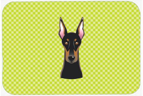 Checkerboard Lime Green Doberman Mouse Pad, Hot Pad or Trivet BB1307MP by Caroline's Treasures