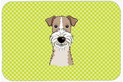 Checkerboard Lime Green Wire Haired Fox Terrier Mouse Pad, Hot Pad or Trivet BB1309MP by Caroline&#39;s Treasures