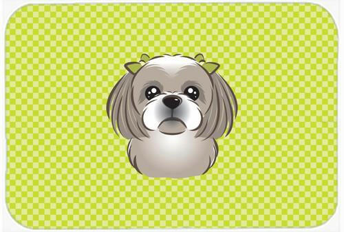 Checkerboard Lime Green Gray Silver Shih Tzu Mouse Pad, Hot Pad or Trivet BB1312MP by Caroline&#39;s Treasures