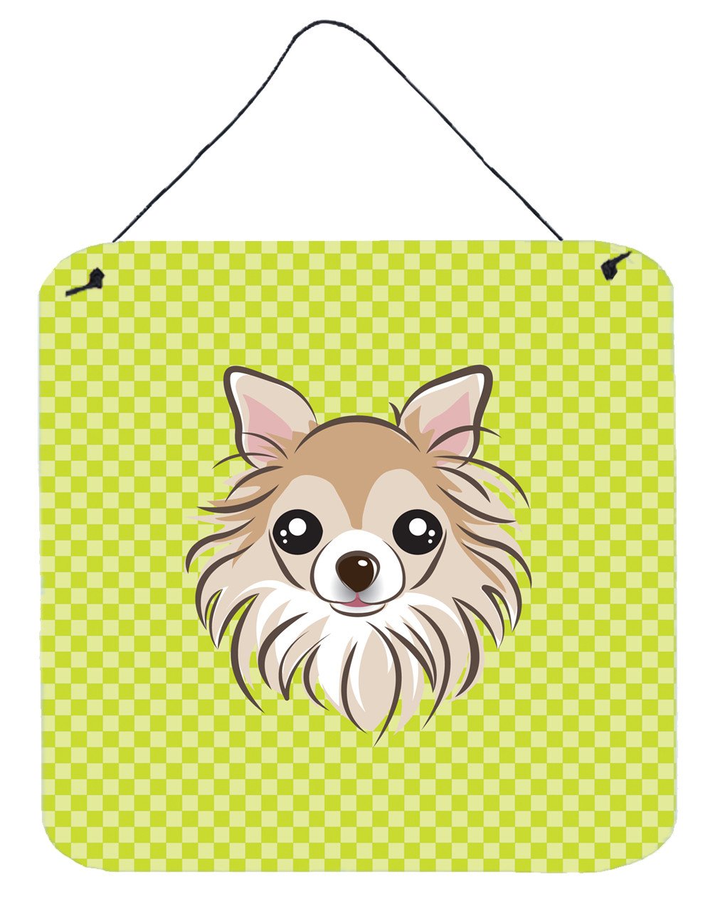 Checkerboard Lime Green Chihuahua Wall or Door Hanging Prints BB1313DS66 by Caroline's Treasures