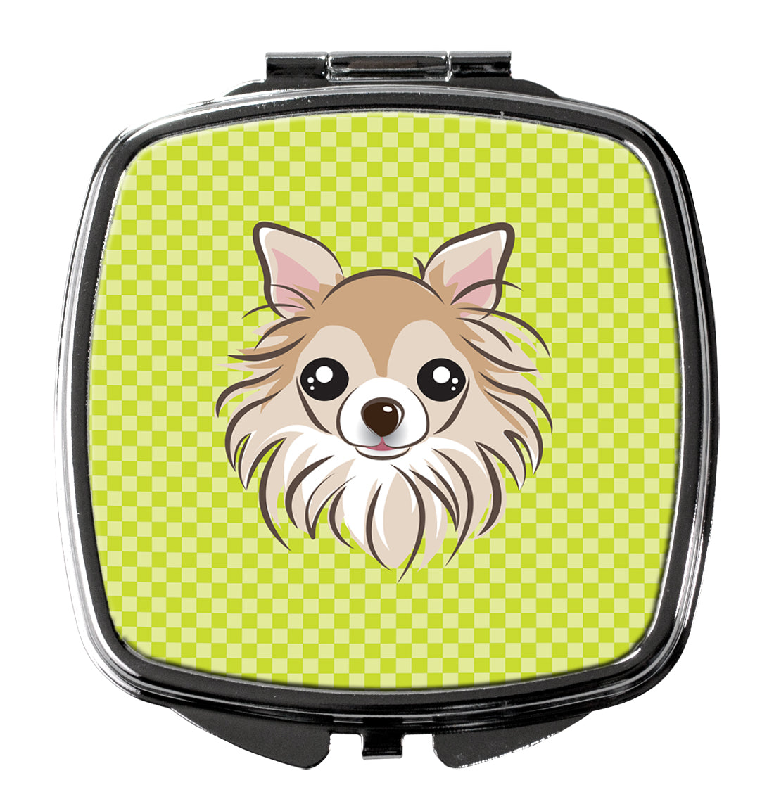Checkerboard Lime Green Chihuahua Compact Mirror BB1313SCM  the-store.com.