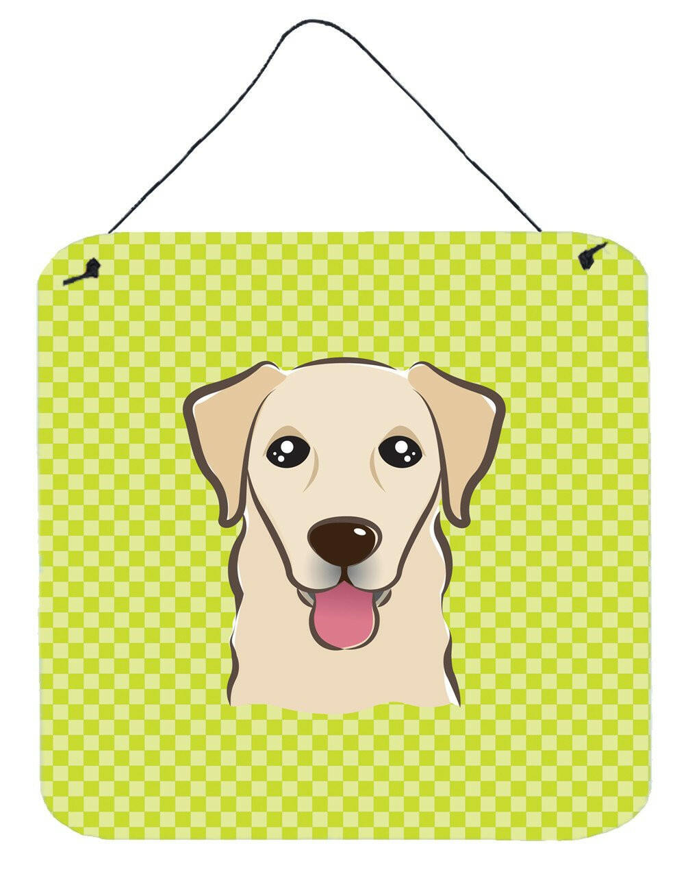 Checkerboard Lime Green Golden Retriever Wall or Door Hanging Prints BB1314DS66 by Caroline&#39;s Treasures