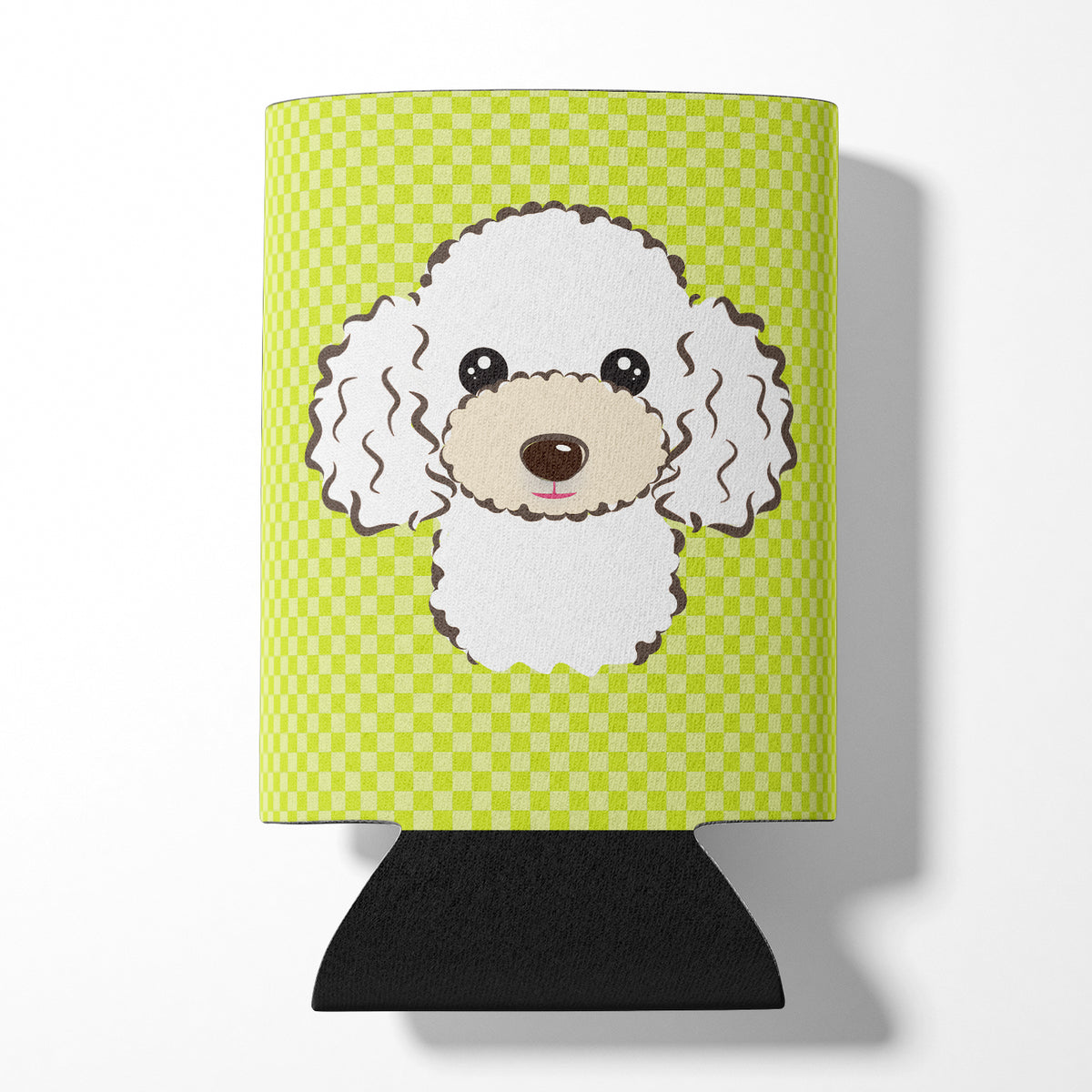 Checkerboard Lime Green White Poodle Can or Bottle Hugger BB1319CC.