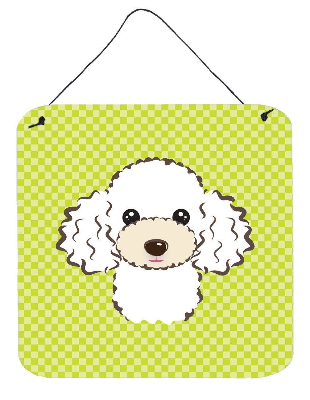 Checkerboard Lime Green White Poodle Wall or Door Hanging Prints BB1319DS66 by Caroline&#39;s Treasures