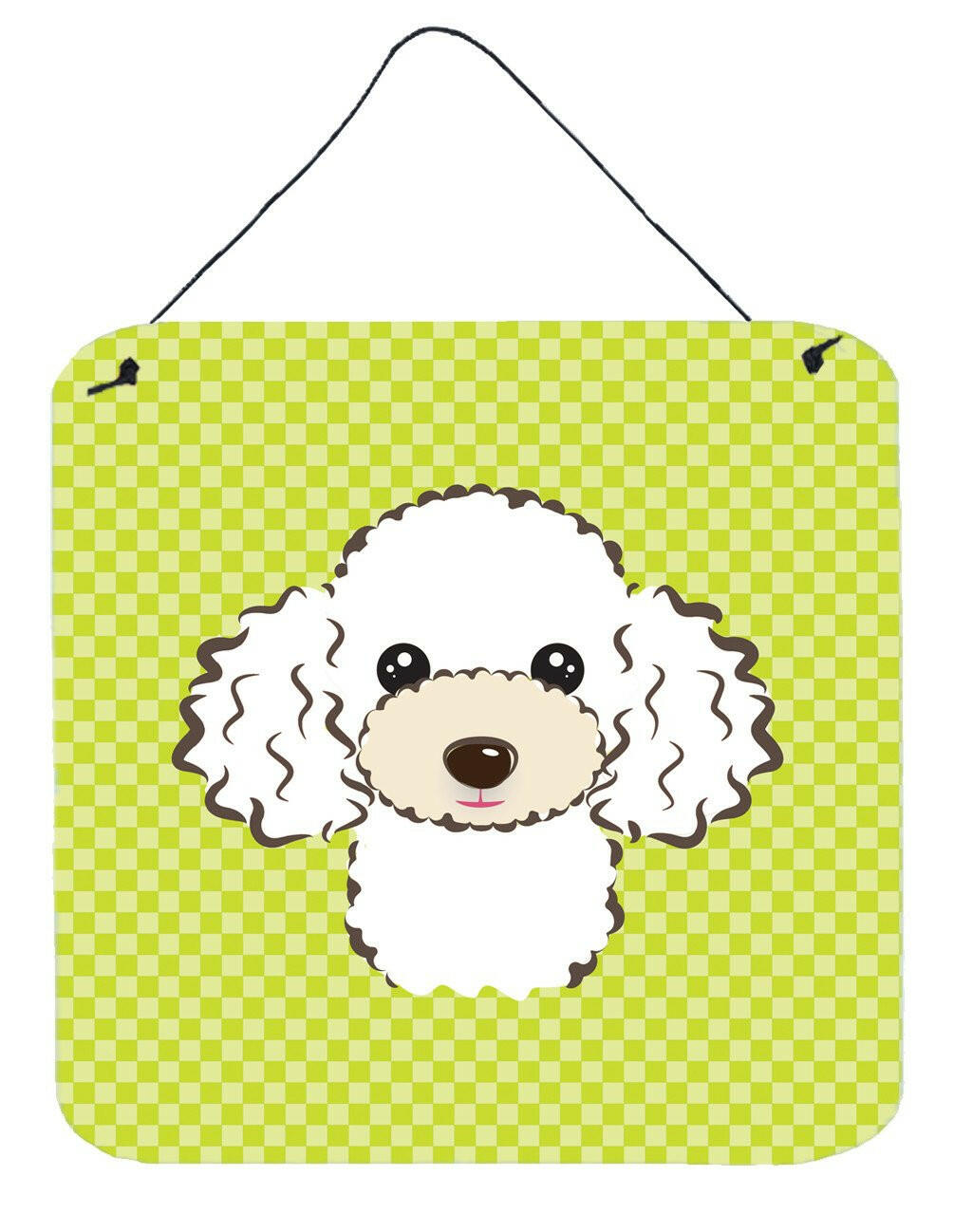 Checkerboard Lime Green White Poodle Wall or Door Hanging Prints BB1319DS66 by Caroline's Treasures