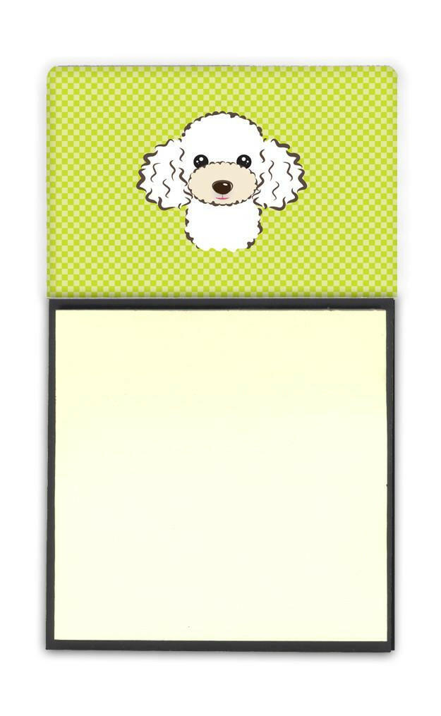 Lime Green White Poodle Refiillable Sticky Note Holder or Postit Note Dispenser by Caroline's Treasures