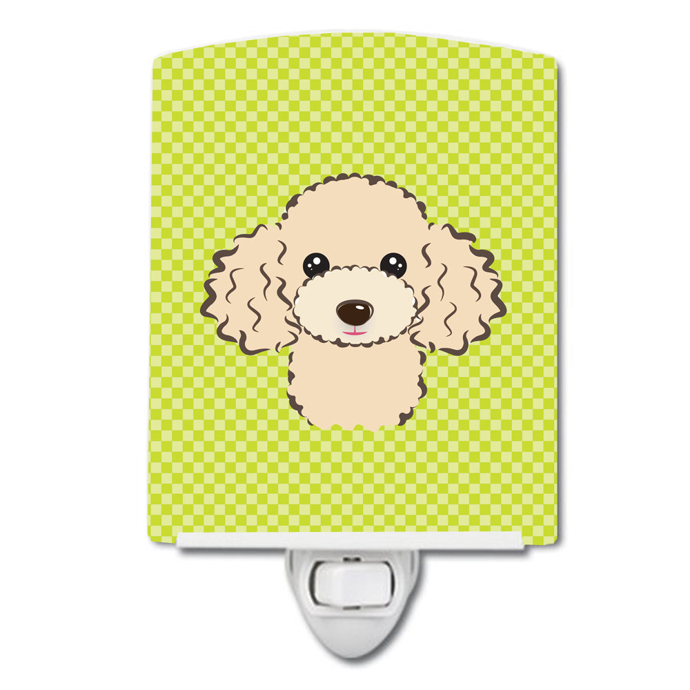 Checkerboard Lime Green Buff Poodle Ceramic Night Light BB1320CNL - the-store.com