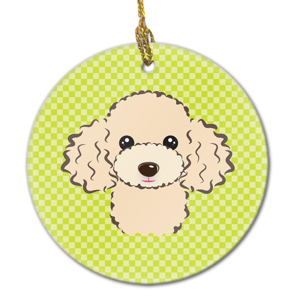 Checkerboard Lime Green Buff Poodle Ceramic Ornament BB1320CO1 by Caroline&#39;s Treasures