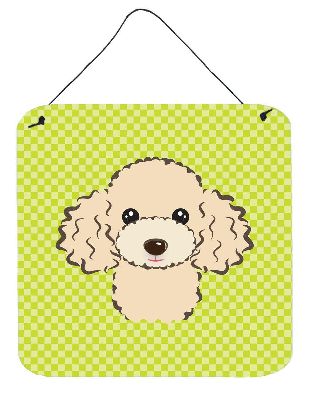 Checkerboard Lime Green Buff Poodle Wall or Door Hanging Prints BB1320DS66 by Caroline&#39;s Treasures