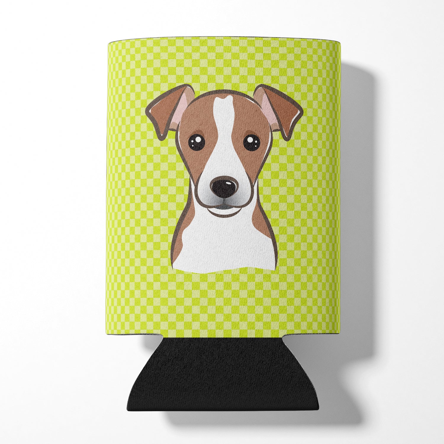 Checkerboard Lime Green Jack Russell Terrier Can ou Bottle Hugger BB1322CC