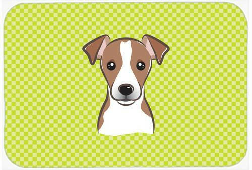 Checkerboard Lime Green Jack Russell Terrier Mouse Pad, Hot Pad or Trivet BB1322MP by Caroline&#39;s Treasures