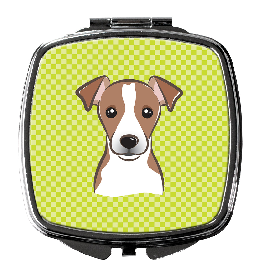Checkerboard Lime Green Jack Russell Terrier Compact Mirror BB1322SCM  the-store.com.