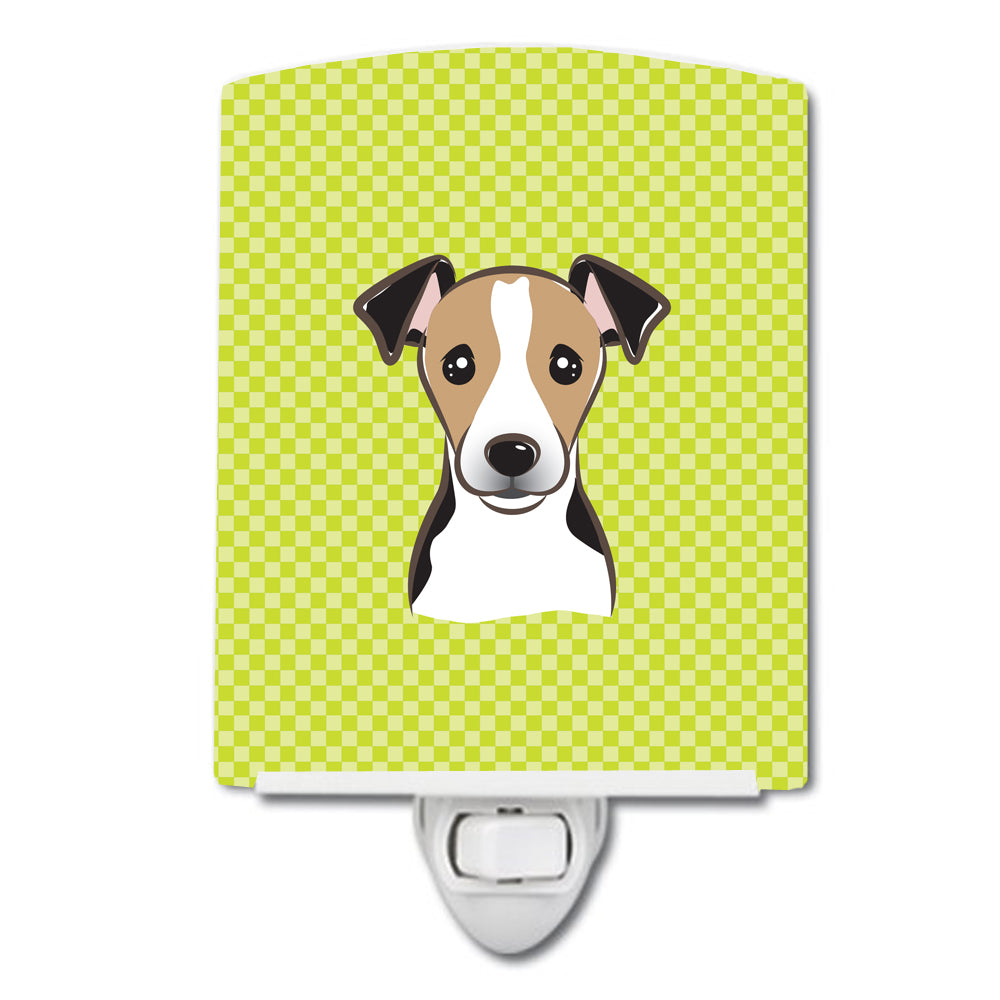 Checkerboard Lime Green Jack Russell Terrier Ceramic Night Light BB1323CNL - the-store.com