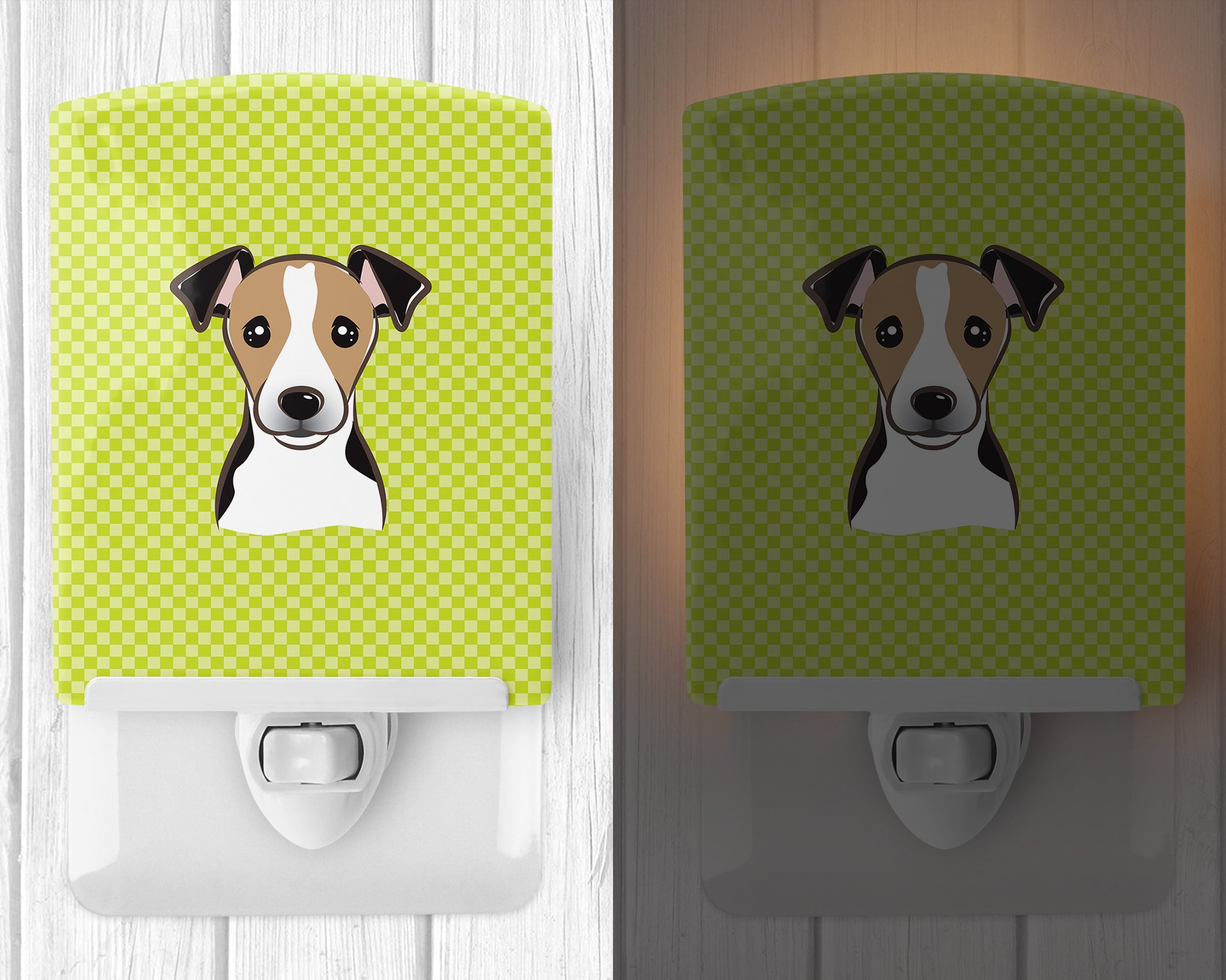 Checkerboard Lime Green Jack Russell Terrier Ceramic Night Light BB1323CNL - the-store.com