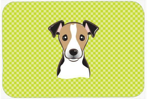 Checkerboard Lime Green Jack Russell Terrier Mouse Pad, Hot Pad or Trivet BB1323MP by Caroline&#39;s Treasures