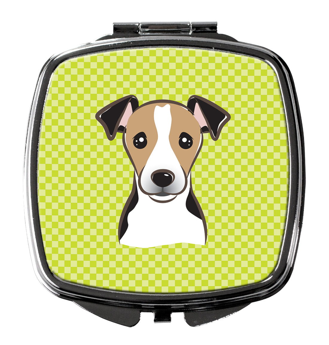 Checkerboard Lime Green Jack Russell Terrier Compact Mirror BB1323SCM