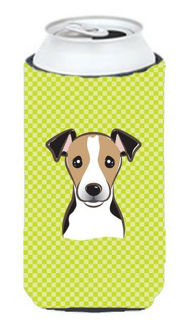 Checkerboard Lime Green Jack Russell Terrier Tall Boy Beverage Insulator Hugger BB1323TBC by Caroline&#39;s Treasures